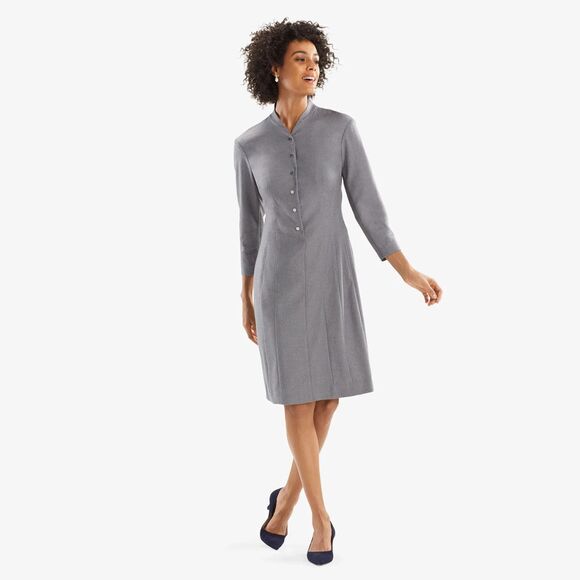 M.M. LaFleur The Scarlet Dress Size 4 Flannel Gray Long sleeves Sheath - Picture 1 of 7